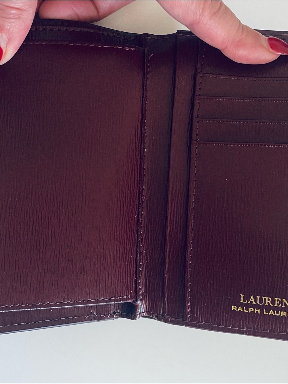 Ralph Lauren Wine Leather Wallet with Gold Hardware - Picture 3 of 6